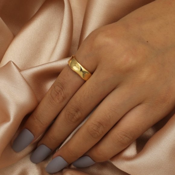 Korean open ring gold simple retro index finger ring - Picture 1 of 3